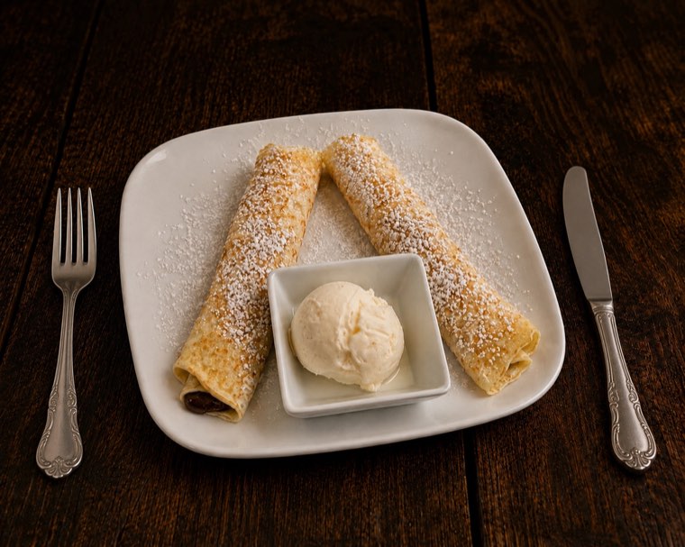 Pancakes with vanilla ice cream